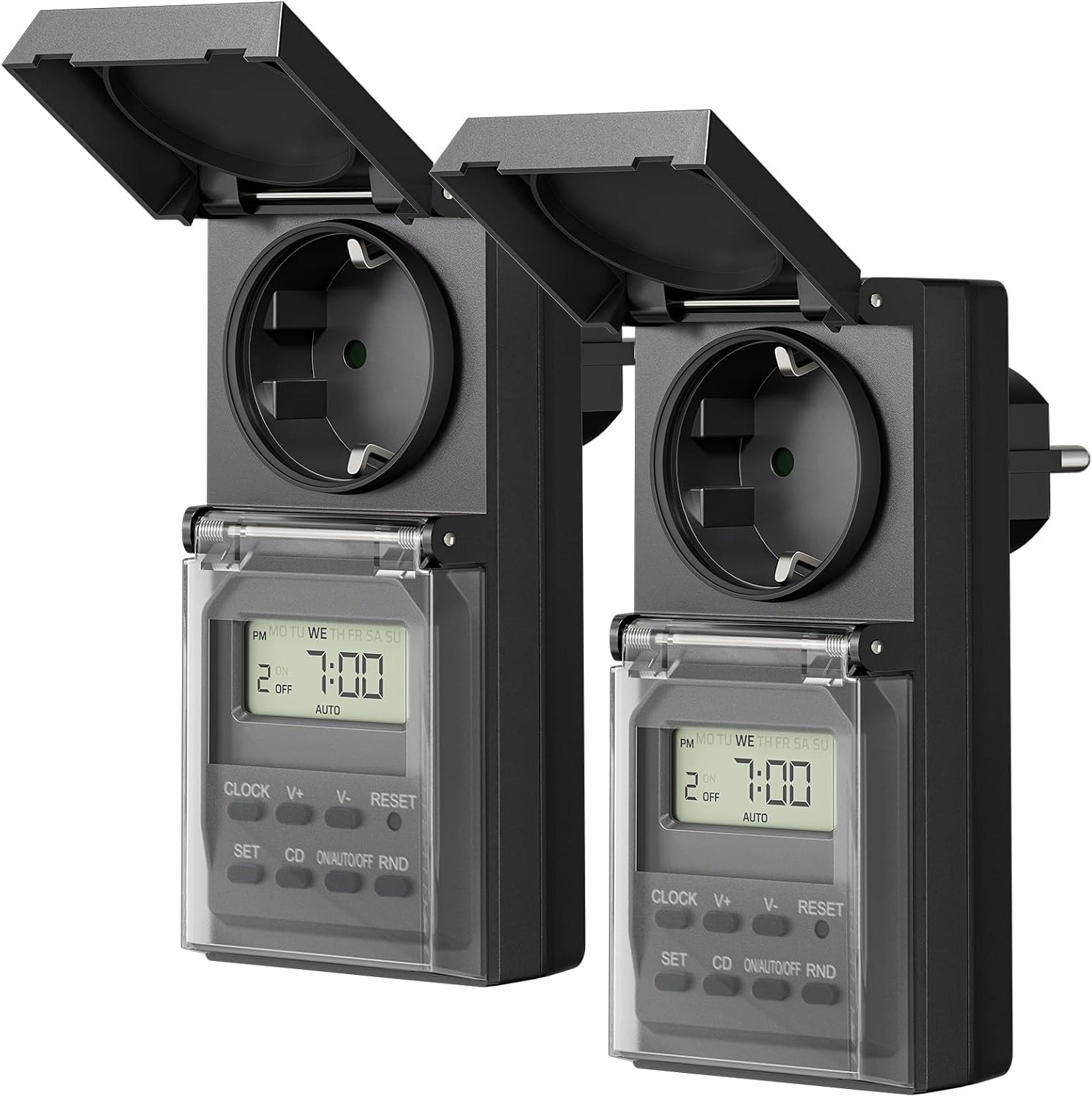 DEWENWILS Digital Plug Timer Outdoor IP44 2-Pack 16A 3680W
